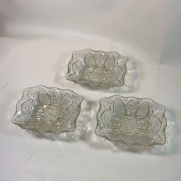 Set 3 Vintage Cut Crystal Trinket Vanity Holders - Picture 2 of 6